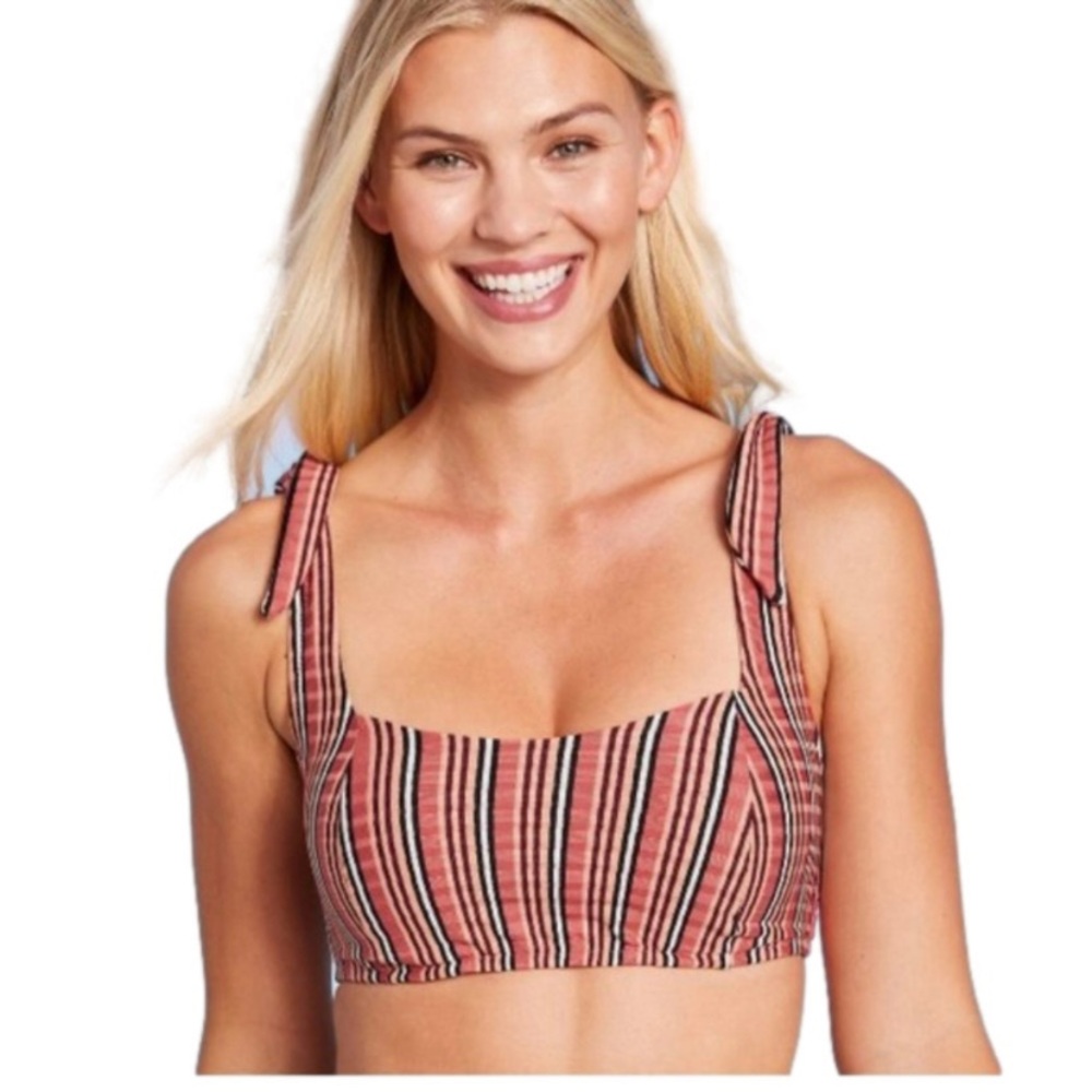 Shade & Shore Size 34B Boho Southwest Striped Bikini Top NWT